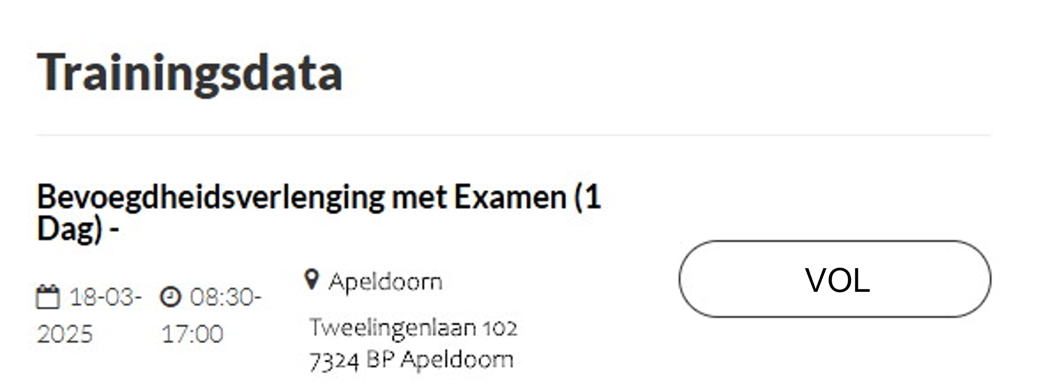 Inschrijven 18 Maart Apeldoorn